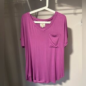 JK Designs Magenta Short Sleeve V-Neck Tee